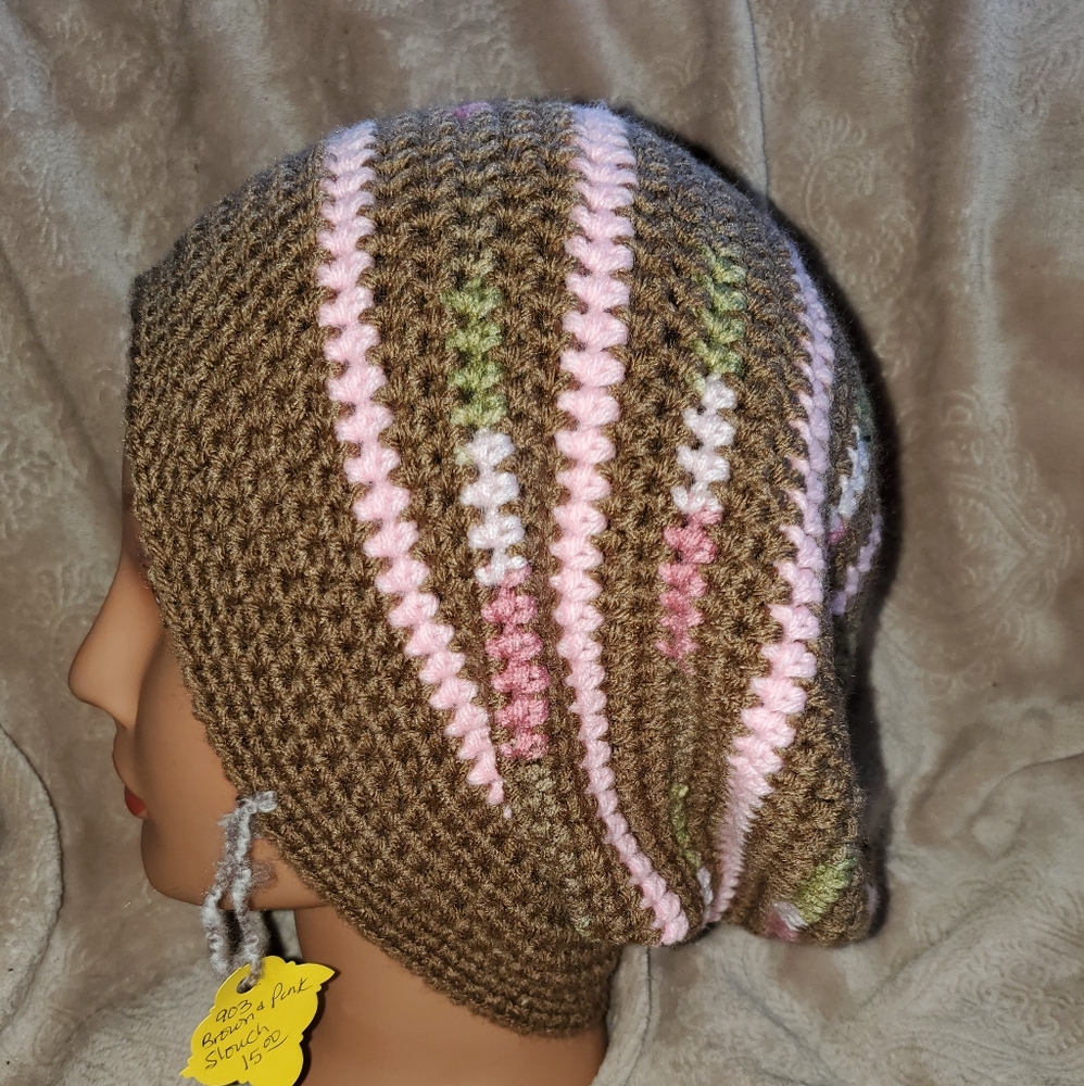 Crocheted slouchy beanie hat